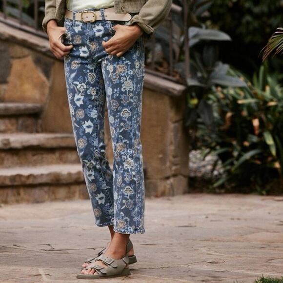 Joe’s Jeans Callie Floral Bootcut Cropped Jeans Blue Gray Size 27 NWT - Picture 1 of 8